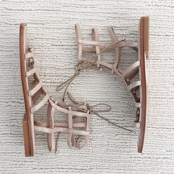 STUART WEITZMAN Kora Women’s 8 Tan Sandals Gladiator Lace Up Shimmer Vacation - Picture 11 of 11